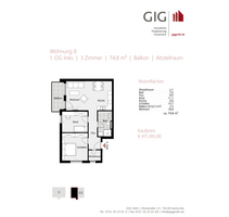 Wohnung zum Kaufen in Karlsruhe 411.285,00 € 74.8 m²