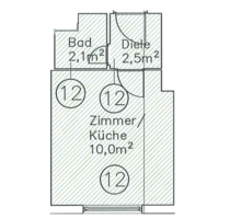 Wohnung zum Mieten in Frankfurt 600,00 € 14.6 m²