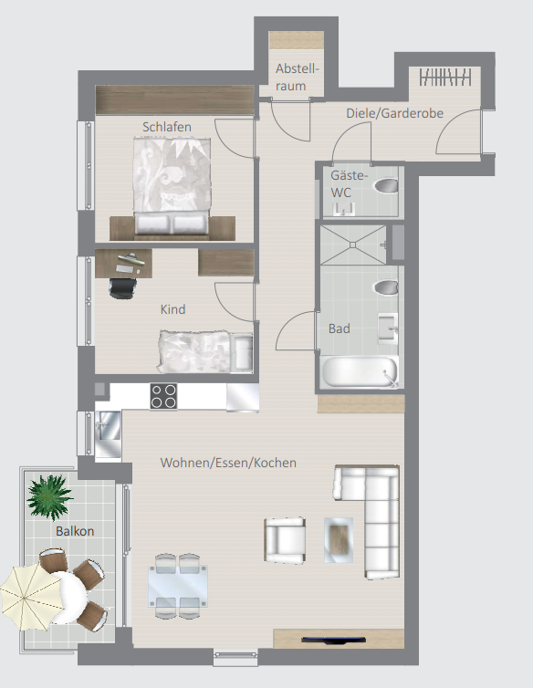 Wohnung zum Mieten in Korntal 1.329,00 € 86.12 m²