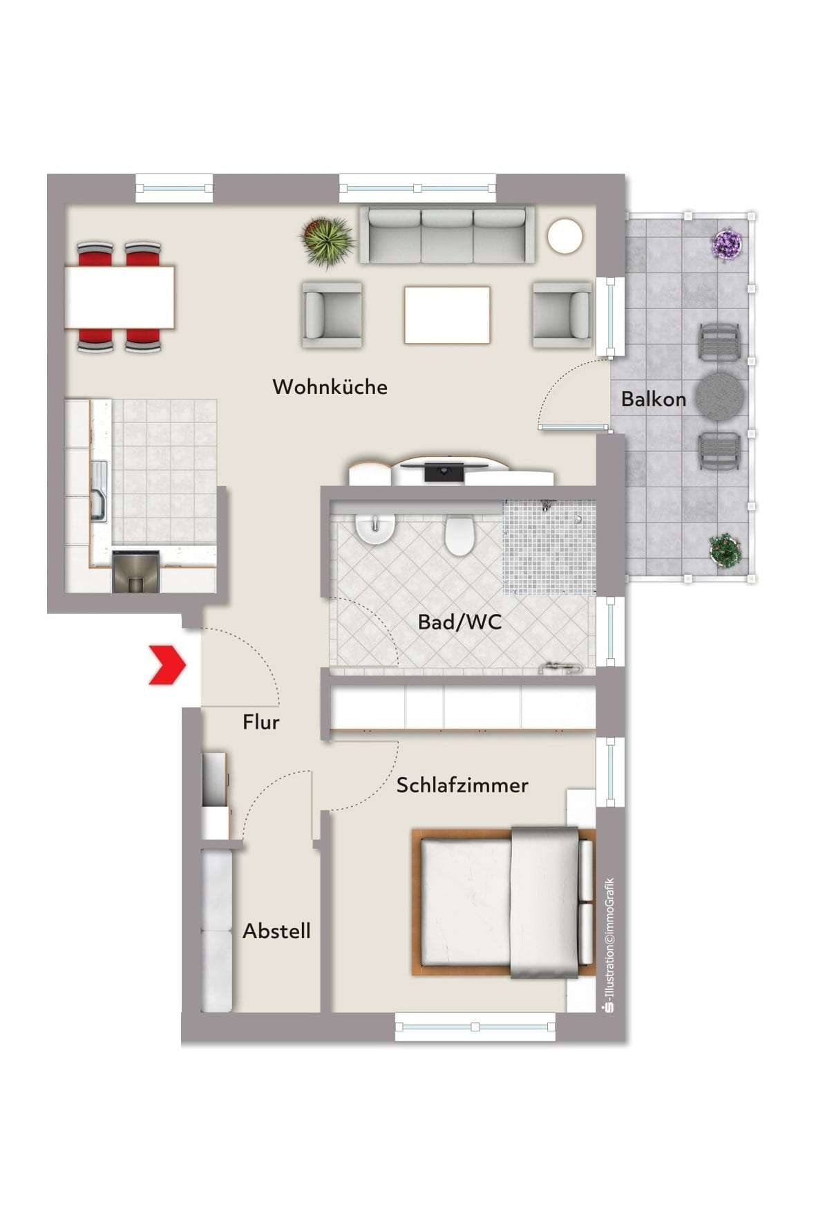 Wohnung zum Kaufen in Walzbachtal 299.000,00 € 61.2 m²