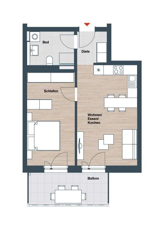 Schicke 2-Zimmer-Neubau-Whg. mit SW-Balkon im 1.OG, Lift + TG - Röthenbach an der Pegnitz