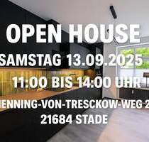 OPEN-HOUSE-BESICHTIGUNG. Großzügige Erdgeschosswohnung mit Balkon, Garten, Stellplatz & Garage. - Stade