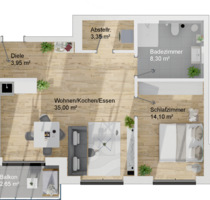 Haus A, Wohnung 6, Obergeschoss, 2-Zimmer - Neuberg Ravolzhausen