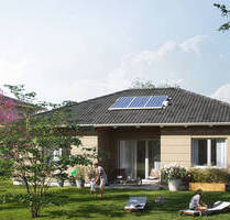 Modernes Haus im Bungalow-Stil mit überdachter Terrasse - Biesenthal