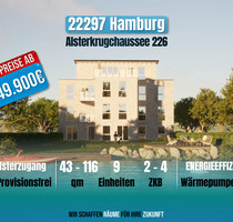 ++BESTPREIS++ NEUBAU 4 ZKB MIET-ENERGIESPAREND altersgerecht & großer Balkon - Hamburg Alsterdorf