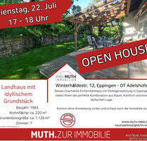 OPEN HOUSE am 22.07.2025 von 17:00h-18:00h Landhaus mit idyllischem, blickgeschützten Grundstück. - Eppingen Adelshofen