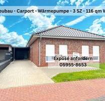 Bungalow ebenerdig - Neubau - Erstbezug - Fußbodenheizung - Wärmepumpe - Carport - Ostrhauderfehn
