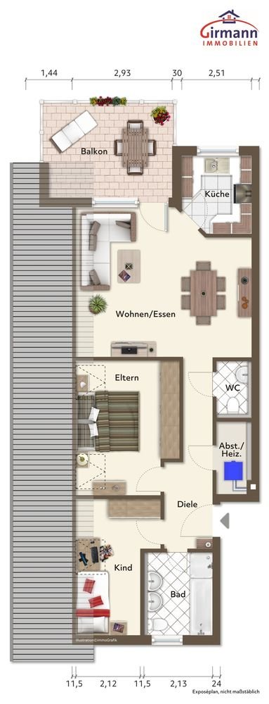 Helle 3 Zimmer Wohnung mit großem Balkon - Lingenfeld