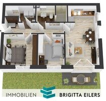 NEUBAU: Moderne 3-Zimmer-EG-Wohnung mit West-Terrasse & Gartenanteil, Tiefgaragen-Stellplatz - Achim