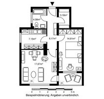 2 Zimmer mit Ausblick - 440,00 EUR Kaltmiete, ca.  53,65 m² in Hanau (PLZ: 63452)