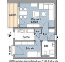 2 Zimmerwohnung mit großem Balkon - Frankfurt am Main Fechenheim