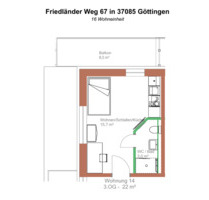 1 Zimmer Wohnung Göttingen - 575,00 EUR Kaltmiete, in Göttingen (PLZ: 37085) Oststadt