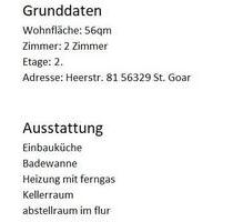 Wohnung zu vermieten - 560,00 EUR Kaltmiete, ca.  56,00 m² in Sankt Goar (PLZ: 56329)