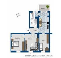 3 Zimmerwohung mt Balkon - 559,00 EUR Kaltmiete, ca.  69,57 m² in Erfurt (PLZ: 99086) Johannesplatz