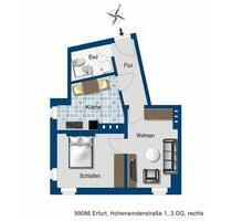Klein aber mein! - 347,00 EUR Kaltmiete, ca.  43,12 m² in Erfurt (PLZ: 99086) Johannesplatz