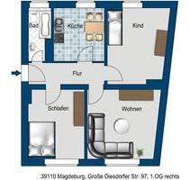 Helle 3-Zimmer-Wohnung freut sich auf neue Mieter - Magdeburg Diesdorf