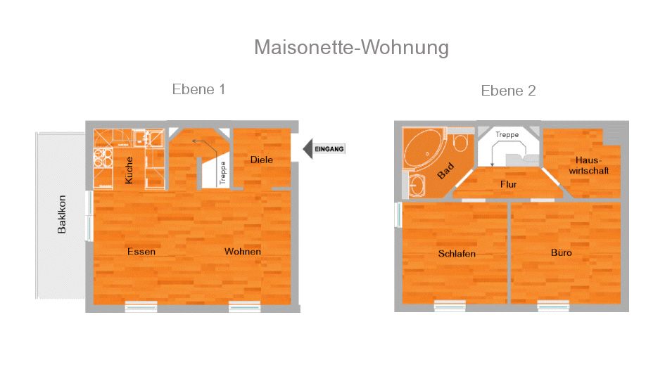 Luxuriöse Maisonette-Wohnung - voll möbliert - voll ausgestattet - Karlsruhe Beiertheim-Bulach