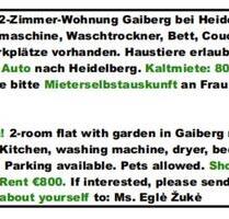 Mit Garten! 2-Zimmer-Wohnung Gaiberg bei Heidelberg.