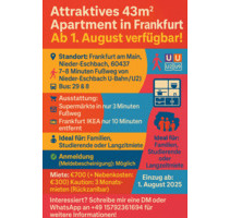 Attraktives 43m² Apartment in Frankfurt – Ab 1. August verfügbar! - Frankfurt am Main Bonames