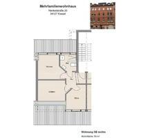 2 Raumwohnung Kassel nahe UNI - 605,00 EUR Kaltmiete, ca.  50,00 m² in Kassel (PLZ: 34127) Philippinenhof-Warteberg
