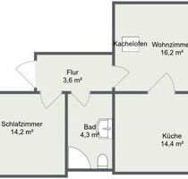 Ruhige Zweiraumwohnung mit Kachelofen - Thalheim/Erzgebirge