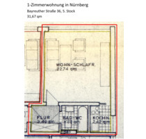 Helle 1-Zimmer-Wohnung 32 m² mit TG-Stellplatz & Blick Stadtpark - Theilenhofen