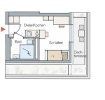 21 QM Möbliertes Appartement Penthouse in Erlangen, Neubau, Zentr