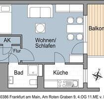 Sanierte 1 Zimmerwohnung mit Balkon - Frankfurt am Main Fechenheim