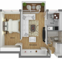 renovierte helle Eigentumswohnung 47qm, 2 Zimmer, Balkon, Garage - Weißenburg in Bayern
