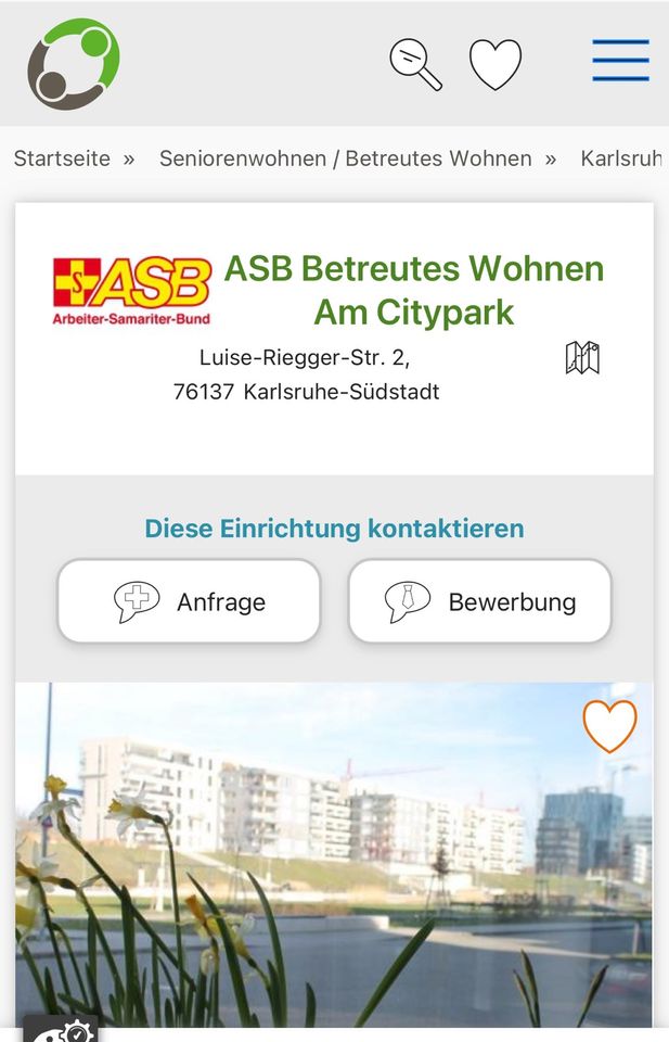 2 ZKB am Citypark Karlsruhe ( betreutes Wohnen)