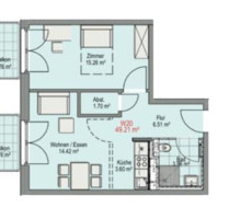 Wohnung Gießen - 650,00&nbsp;EUR Kaltmiete, ca.&nbsp; 49,21&nbsp;m&sup2; in Gießen (PLZ: 35398) Allendorf