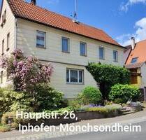 Ehemaliger kleiner Bauernhof mit Haus, Scheune, Nebengebäude - Iphofen