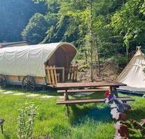 Ferienhaus am See Littel Ranch Planenwagen Zelt - Dermbach