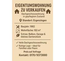 Dachgeschosswohnung - 330.000,00 EUR Kaufpreis, in Rottenburg am Neckar (PLZ: 72108)