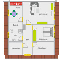 Dachgeschosswohnung 2,5 Zimmer - 600,00 EUR Kaltmiete, in Wadgassen (PLZ: 66787)