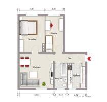 Mietwohnung 3 Zimmer - 900,00 EUR Kaltmiete, ca.  57,00 m² in Mannheim (PLZ: 68167) Neckarstadt-Ost