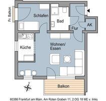 1,5 Zimmerwohnung mit Balkon - 549,00 EUR Kaltmiete, ca.  46,95 m² in Frankfurt am Main (PLZ: 60386) Fechenheim
