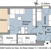 1,5 Zimmerwohnung mit Balkon - 541,00 EUR Kaltmiete, ca.  45,73 m² in Frankfurt am Main (PLZ: 60386) Fechenheim