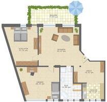 Exklusive, lichtdurchflutete 3-Raum-Dachgeschosswohnung mit 144m2 - Hoyerswerda