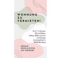 Wohnung zu vermieten - 1.030,00&nbsp;EUR Kaltmiete, ca.&nbsp; 76,00&nbsp;m&sup2; in Hallstadt (PLZ: 96103)