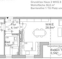 2 Zimmer Odelzhausen, barrierefrei, 56,8 qm, Baujahr 2022