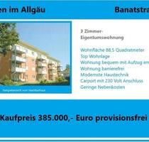 Schöne 3 Zimmer Eigentumswohnung in Wangen im Allgäu