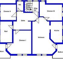 Wohnung 130 qm Wohnfläche + Garage 4 ZKB+WC 2 Balkone 1. OG - Burgrieden