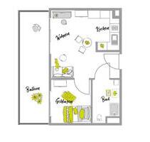 Möblierte Wohnung; Typ: PenthouseXL m. Dachterrasse - 1 Person! - Offenbach am Main Hafen