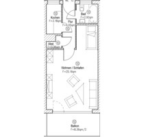 Renovierte1,5-Zimmer Wohnung mit großem Südbalkon und Einbauküche - Bad Pyrmont
