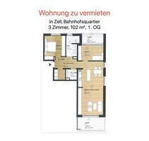 ruhige 3 Zi Wohnung Bahnhofquartier, 102m², TG, Balkon, Lift - Zell im Wiesental