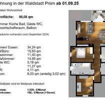 Wohnung in Prüm, ruhige Lage - 1.029,00 EUR Kaltmiete, ca.  98,00 m² in Pronsfeld (PLZ: 54597)