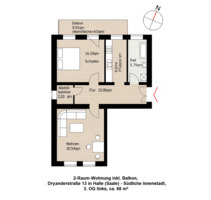 2-R-Whg inkl. Balkon in zentraler Lage in der Südlichen Innenstad - Halle (Saale) Damaschkestraße