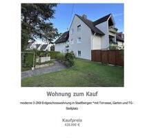 Moderne 3-ZKB mit Terrasse-Garten TG-Stellplatz Privatverkauf ! - Stadtbergen