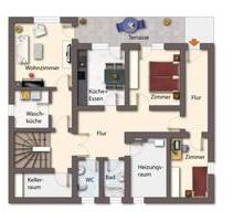 Wohnung Souterrain, 85qm, 3 Zimmer, Küche, Bad, Terrasse - Schotten